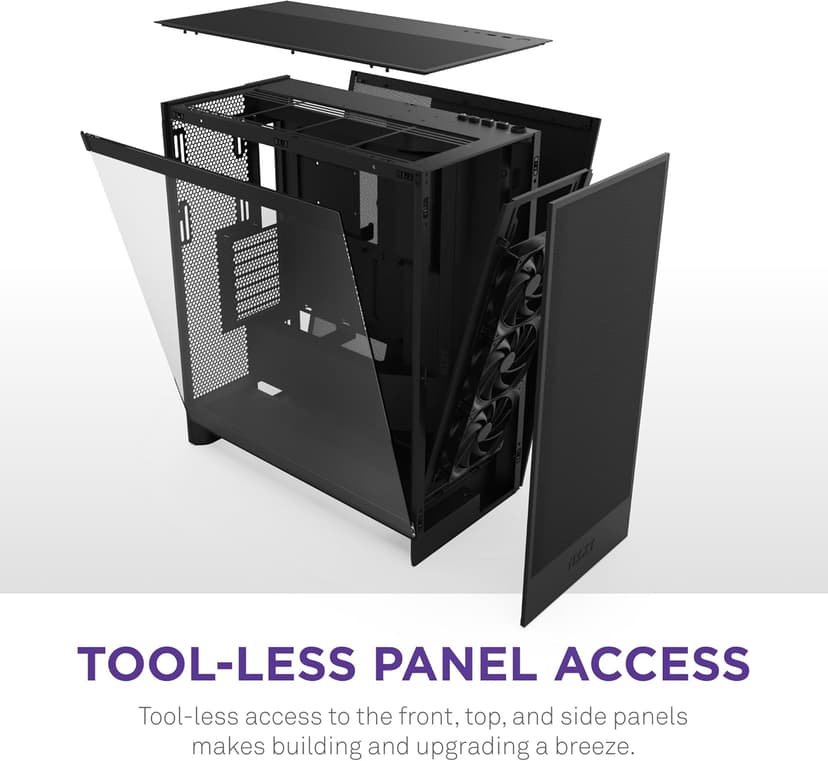 NZXT H7 Flow 2024 - Mid-Tower ATX Airflow Case - Includes Pre-Installed 3 x 120mm Fans - Supports Bottom Fans for Dedicated GPU Cooling - Cable Management - Black