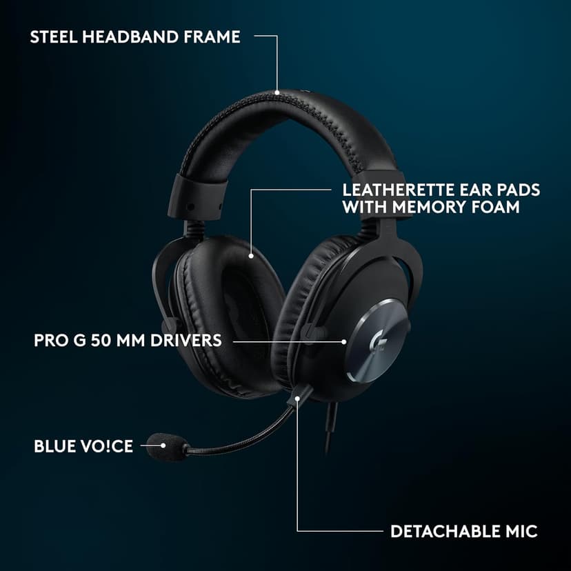 Logitech G Pro X SE Wired Gaming Headset: Blue VO!CE Detachable Boom Mic, DTS 7.1, 50 mm Drivers, USB/3.5mm Aux, USB DAC Included, for PC, Xbox, PS5, PS4 - Black