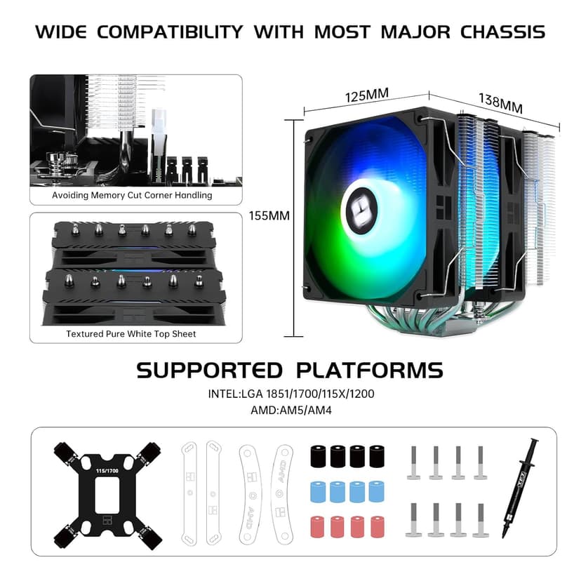 Thermalright Peerless Assassin 120 SE V2 CPU Air Cooler - 6 Heat Pipes AGHP GEN 5.0 Technology | 1850RPM PWM 120mm Fans, for Intel 1851/1700/115X/1200, AMD AM4/AM5