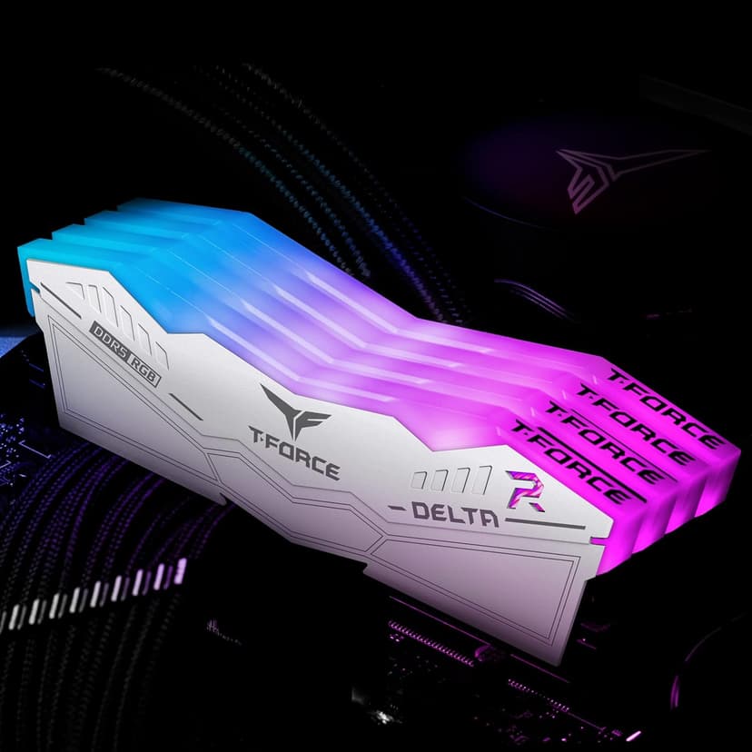 TEAMGROUP T-Force Delta RGB DDR5 Ram 32GB (2x16GB) 6400MHz PC5-51200 CL32 Desktop Memory Module Ram for 600 700 Series Chipset XMP 3.0 Ready White FF4D532G6400HC32ADC01