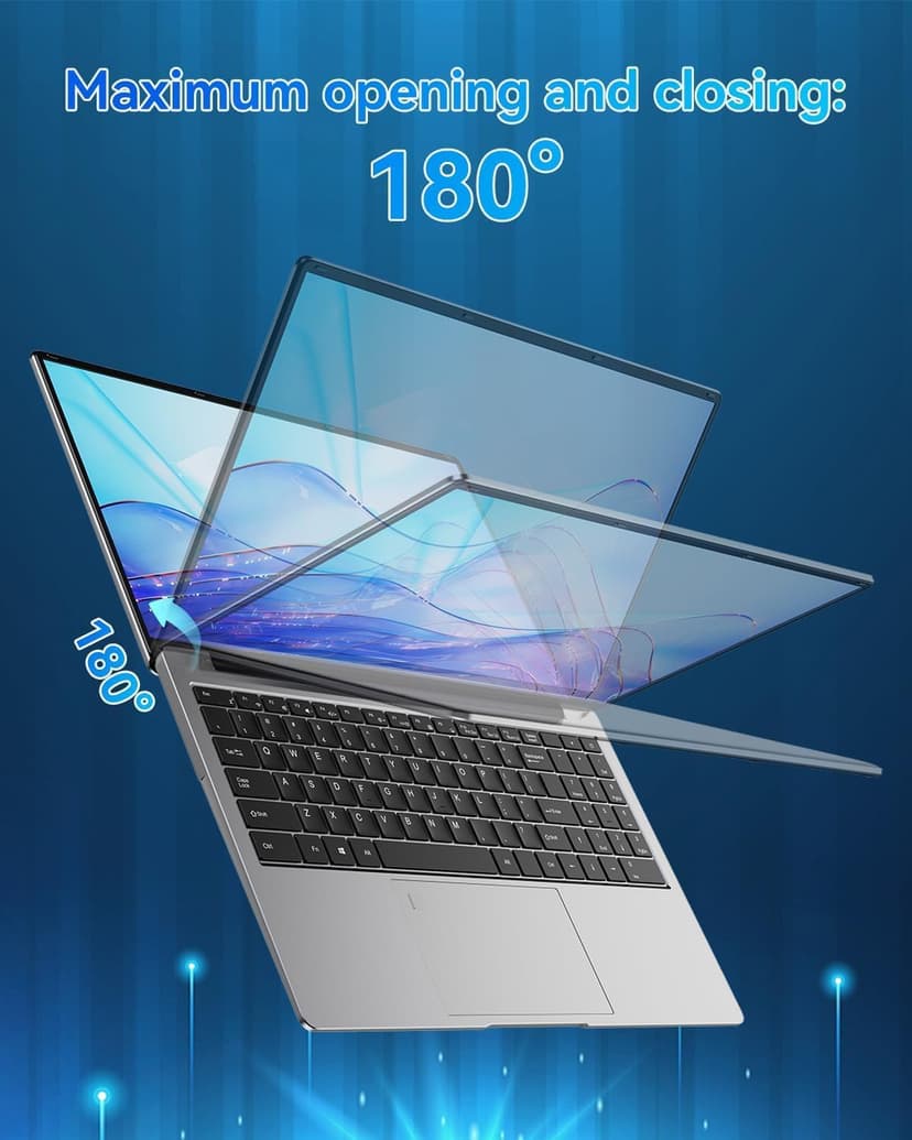 15.6" Laptop Computer - Quad-Core N95 Processor (Up to 3.4GHz) Laptop PC 16GB DDR4 512GB SSD, Students Business Laptop Support Touch ID,WiFi, BT4.2, HDMI, USB 3.0
