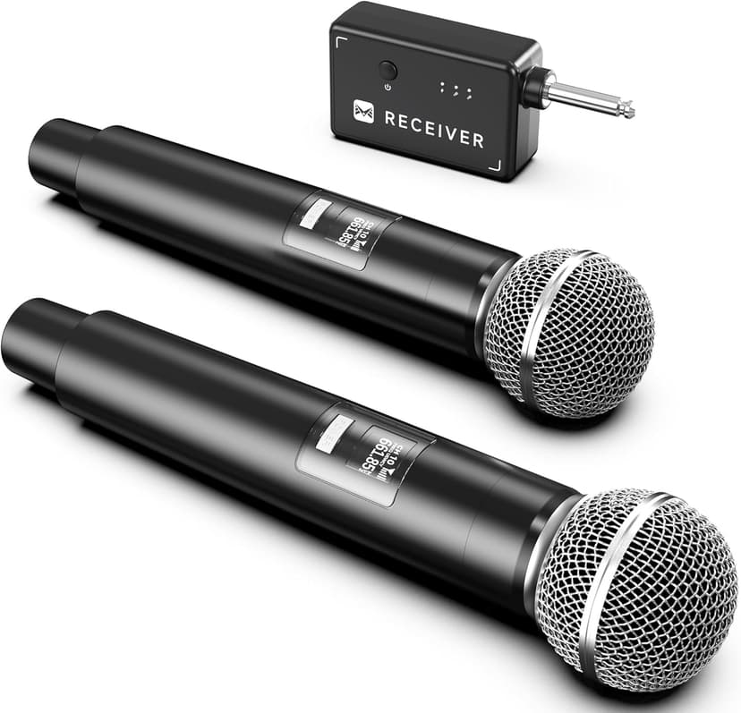 Wireless Microphones, Microphone with One-to-One Chip Connection, 40H Duration, 200 FT Distance Receiving, Rechargeable Receiver, 40H Long Duration, Karaoke Microphone for Singing, Party