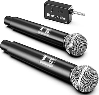 Wireless Microphones, Microphone with One-to-One Chip Connection, 40H Duration, 200 FT Distance Receiving, Rechargeable Receiver, 40H Long Duration, Karaoke Microphone for Singing, Party