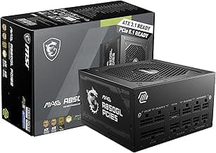 MSI MAG A850GL PCIE 5.1 & ATX 3.1 Gaming Power Supply - Full Modular - 80 Plus Gold Certified 850W - Compact Size - ATX PSU - 10 Year Warranty