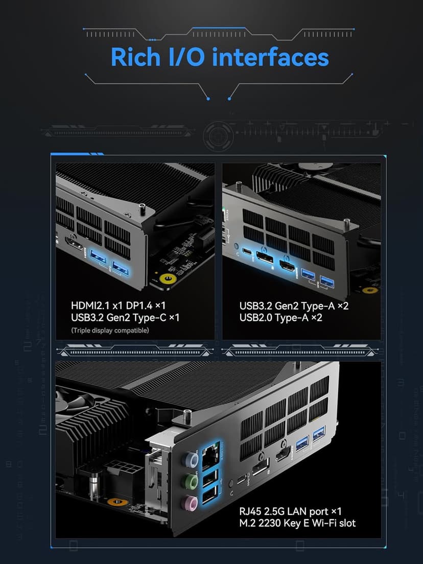 MINISFORUM BD795i SE Motherboard AMD Ryzen 9 7945HX(16C/32T) Gaming Mini PC Without RAM/SSD/OS, 2X DDR5 SODIMM Slots, 2X PCIe4.0 SSD, M.2 2230 Key E Slot, HDMI+DP+USB-C Triple Video Outputs Computer