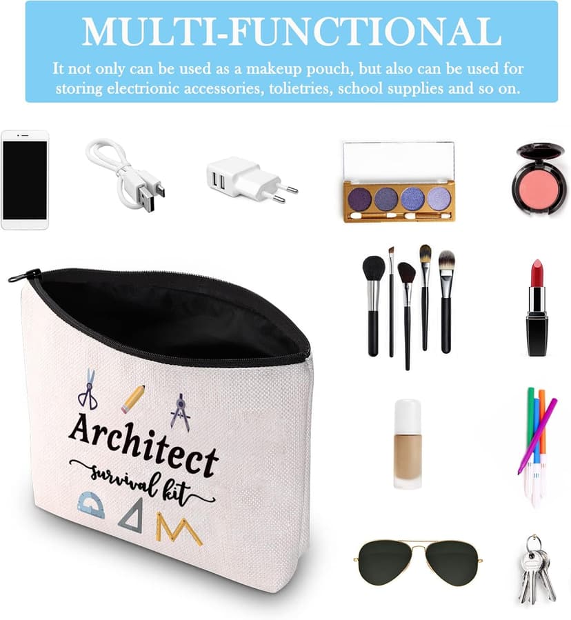 GJTIM Architecture Gifts Architecture Student Gift Architect Survival Kit Zipper Pouch Makeup Bag for Architects (Survival Kit Architect bag)