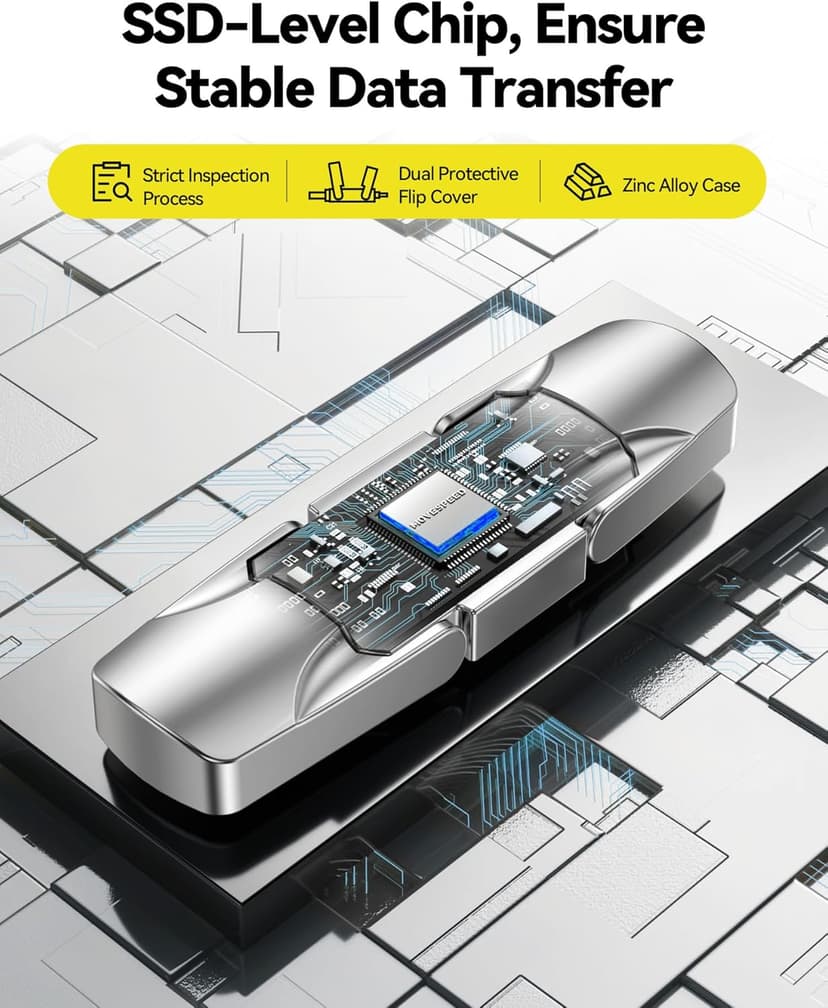MOVE SPEED 1TB Solid State Flash Drive 570MB/s High Speed Type C + USB 3.2 Drive Dual Port, Thumb Drive Compatible with iPhone 15, 16 Series/Android Phone/MacBook/Audio/Smart TV