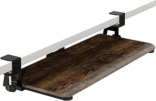 Keyboard Tray Under Desk, Pull Out Keyboard Tray with C Clamp Mount, 25.6" x 11.8" Slide-Out Platform Computer Drawer for Typing, Keyboard & Mouse Tray, Rustic Brown