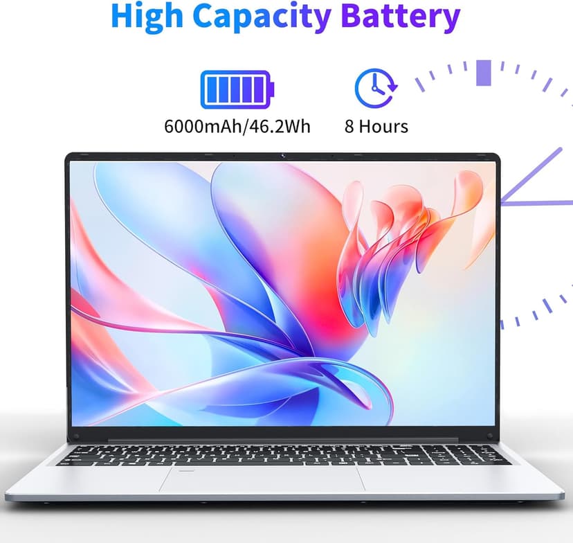 16 Inch Laptop Computer | Gaming Laptop | 16GB RAM 512GB SSD | N100 Processor | FHD 1920 * 1200 | 180 Angle Open | Backlit Keyboard | Windows 11 Pro | Fingerprint Unlock | UHD Graphics 750 MHz