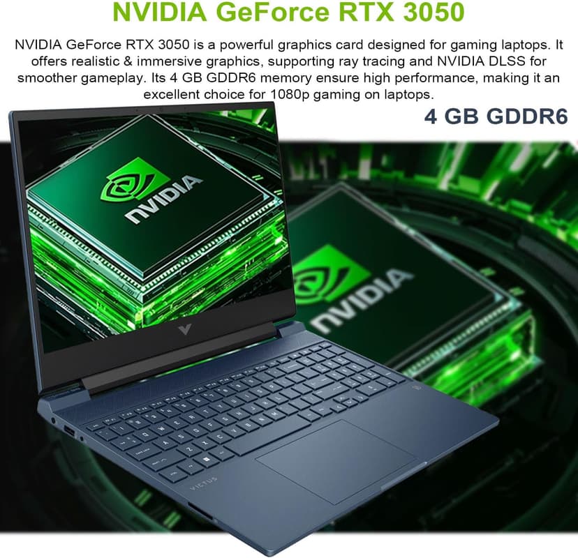HP Victus 15.6 i5 Gaming Laptop, 15.6" FHD 1920*1080 144Hz, Intel Core i5-12450H, NVIDIA GeForce RTX 3050, 32GB RAM, 1TB SSD, Backlit KB, Touchpad, SD Card Reader, Webcam, HDMI, Wi-Fi 6, W11 H, Blue