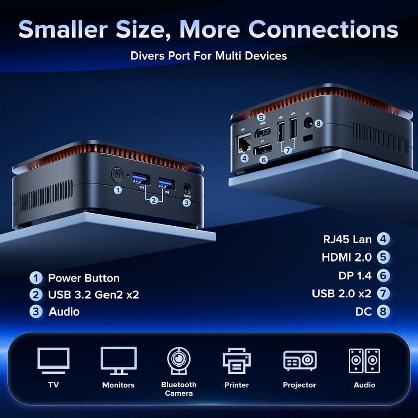 KAMRUI Essenx E1 Mini PC,W-11 Pro 12th N97 Mini Computer(Beat N150,up to 3.6GHz),Mini Desktop Computers 16GB RAM 512GB SSD,Desktop PC Support 4K HDMI+DP,Mini PC with Dual WiFi,Business Home Office