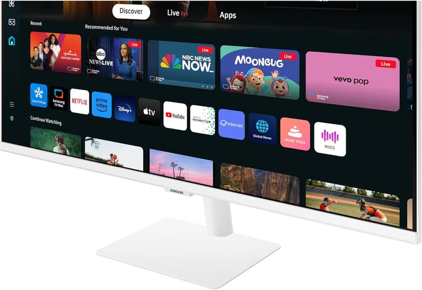 SAMSUNG 32-Inch M7 (M70D) Series 4K UHD Smart Monitor with Streaming TV, Speakers, HDR10, USB-C, Multiple Ports, Gaming Hub, SolarCell Remote, Vision Accessibility Tools, LS32DM703UNXZA, 2024, White