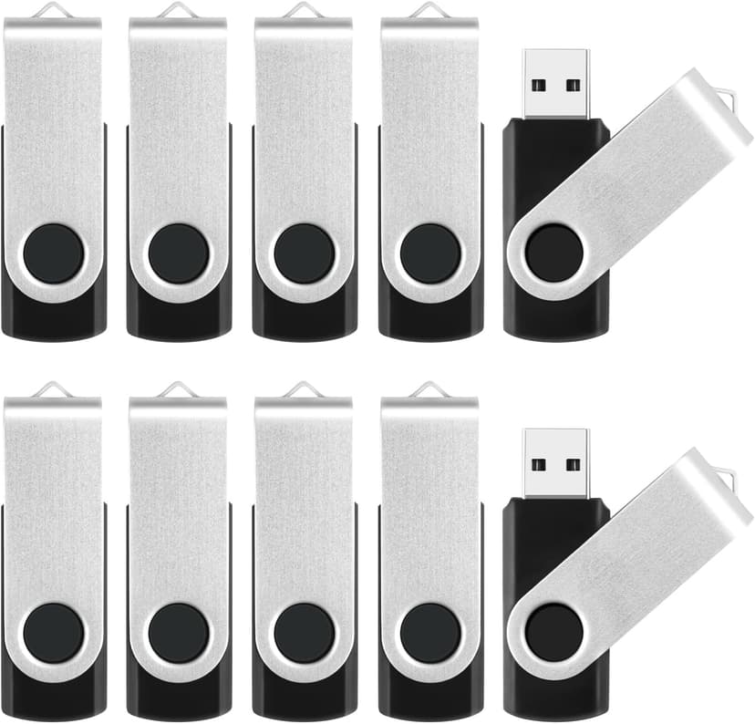 8GB Flash Drive 10 Pack Bulk USB Flash Drives, USB2.0 Thumb Drive USB Stick for Data Storage Backup, Jump Drive Pen Drive Zip Drive Memory Stick with Indicator, USB Storage Flash Drive Swivel Design