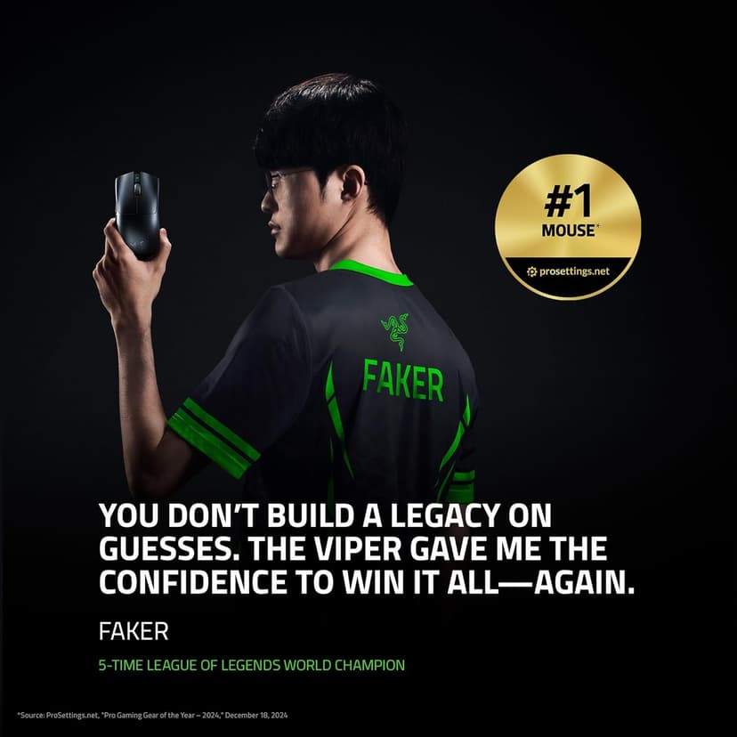 Razer Viper V3 Pro Wireless Esports Gaming Mouse: Symmetrical - 54g Lightweight - 8K Polling - 35K DPI Optical Sensor - Gen3 Optical Switches - 8 Programmable Buttons - 95 Hr Battery - Black