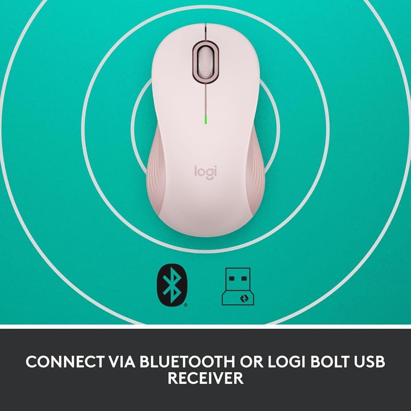 Logitech Signature M550 Wireless Mouse - for Small to Medium Sized Hands, 2-Year Battery, Silent Clicks, Customizable Side Buttons, Bluetooth, Multi-Device Compatibility - Rose