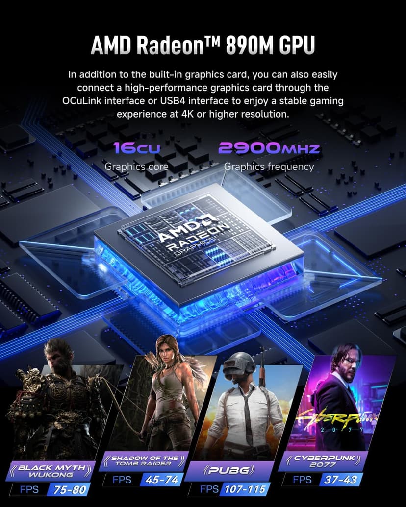 AI Mini PC XG1-370 AMD Ryzen AI 9 HX 370(12C,24T, up to 5.1GHz)& Radeon 890M (AMD XG1-370 32GB+1TB)
