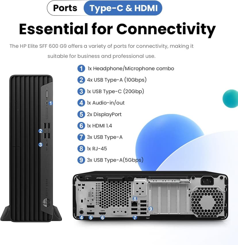 HP Elite 600 Small Form Factor Business Desktop, 13th Gen Intel 14-Core i5-13500, 32GB DDR5 RAM, 1TB SSD, Type-C, HDMI, DP, Wi-Fi, Wired KB & Mouse, Win11 Pro, Bundle with ADATA 64GB USB Flash Drive