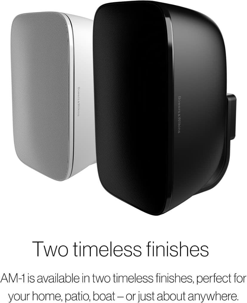 Bowers & Wilkins AM-1 Architectural Monitor Weather-Resistant Loudspeaker for Patio, Garden, or Poolside, 1" Aluminum-Dome Tweeter, 5" Glassfibre Cone Midrange & Auxiliary Bass Radiator (Pair, Black)