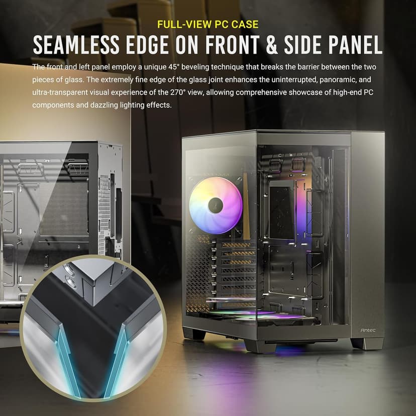 Antec C8 ARGB, 2X TQR 160mm & 1x TQ 140mm ARGB PWM Fans Included,Dual-Chamber Layout, Type-C, 360mm Radiator Support, Seamless TG Front & Side Panels, RTX 40 Compatible, Full-Tower E-ATX PC Case