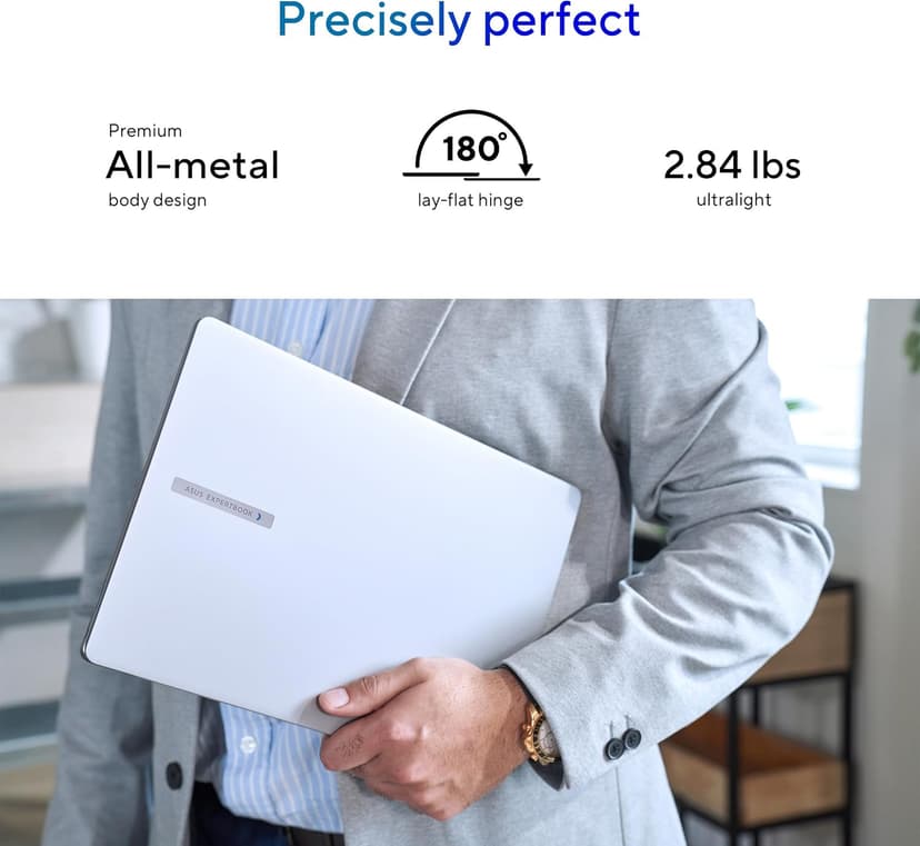 ASUS ExpertBook P5 Copilot+ PC AI Laptop, Intel® Core™ 7 Processor 258V, 32GB RAM, 1TB SSD, WiFi 6E, Windows 11 Home, Misty Grey, P5405CSA-DH76