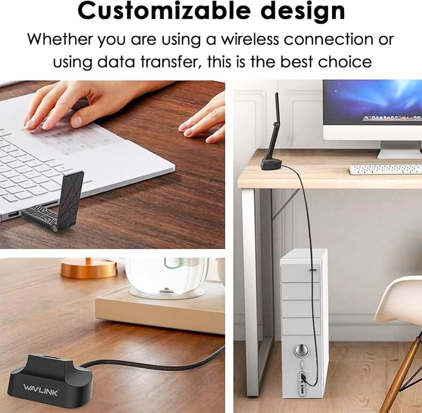 WAVLINK USB WiFi Adapter for Desktop PC, AC1900 WiFi Adapter Dual Band 2.4GHz/5GHz Wireless Network Adapter for Laptop, Support Windows 7/8/8.1/10/11, MacOS 10.7-10.15