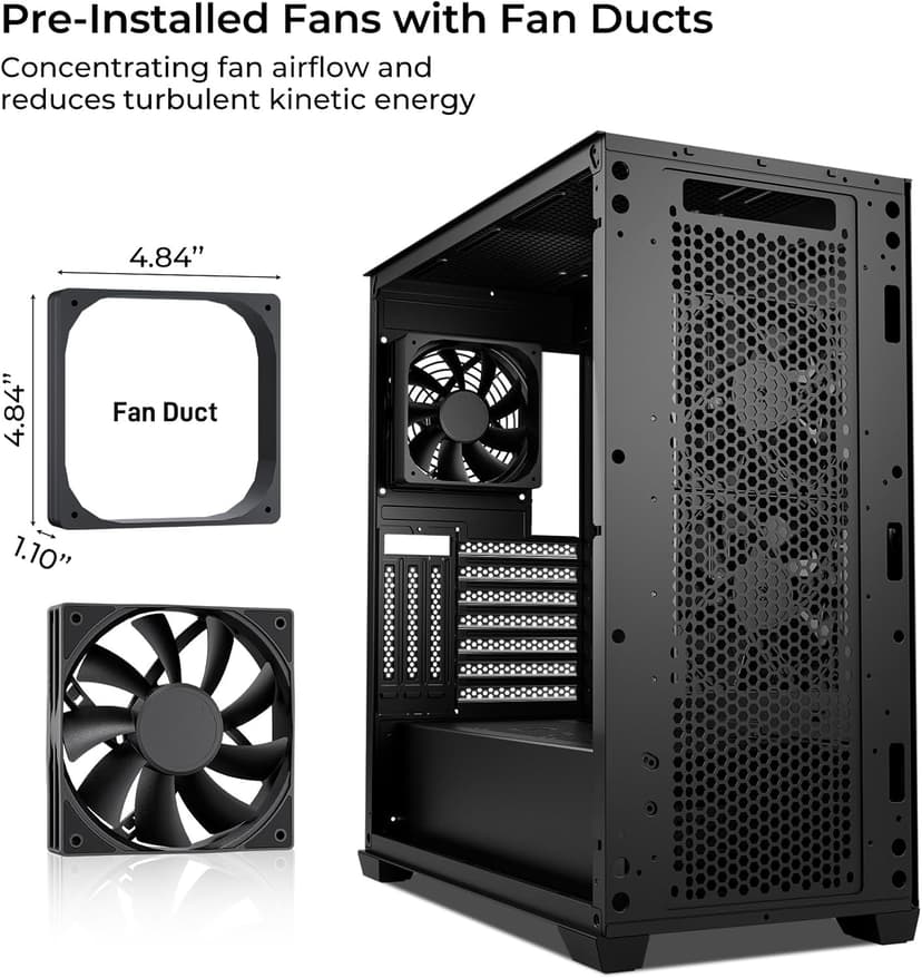 DARKROCK ES1 Silence Edition Black E-ATX PC Case - Noise-Reducing Material Side Panels,3 x Pre-Installed Non-RGB Fans with Fan Ducts,Magnetic Dust Filters,Type-C Ready.