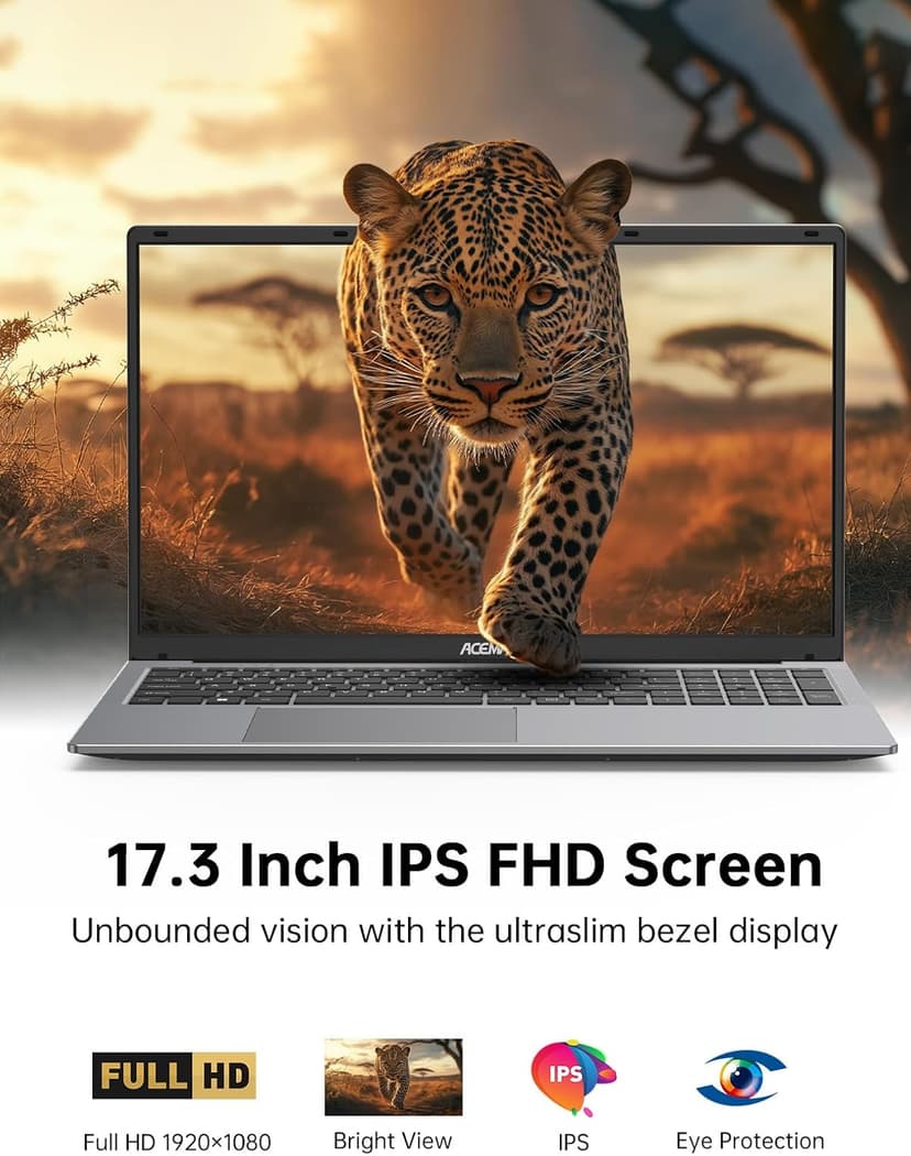 ACEMAGIC 2024 17.3Inch Laptop,FHD Display Laptop with Quad Core-12th Alder Lake N97(Up to 3.6GHz), 6000Mah Battery,16GB RAM 512GB ROM Business Laptop Computer.