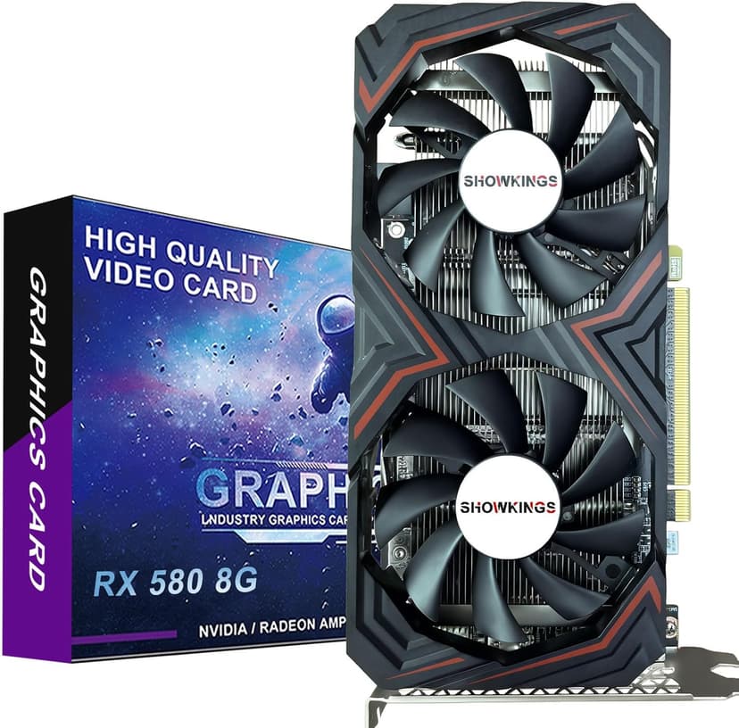 Radeon RX 580 8GB Graphics Card, 256Bit 2048SP GDDR5 AMD Video Card for Pc Gaming, DP HDMI DVI-Output, PCI Express 3.0 with Dual Fan for Office and Gaming