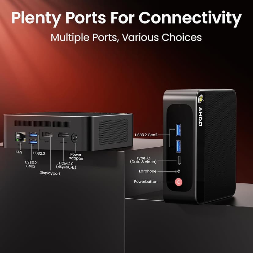 Beelink Mini PC, SER5 Pro 5825U AMD Ryzen 7 (Up to 4.5GHz) 16GB DDR4 500GB PCle 3.0 SSD Mini Desktop Computer, 2.5G LAN, Wifi6/BT5.2,HDMI/DP/Type-c/4K Triple Display Micro PC