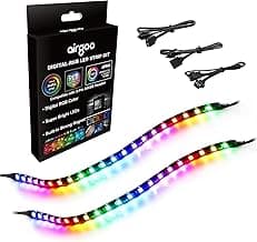 Addressable RGB PC LED Strip, 13.78 x 0.39 x 0.12 inches Clear Silicone Covering, for 5V 3-pin argb Header, Built-in Eight Strong Magnets, Easy to Install
