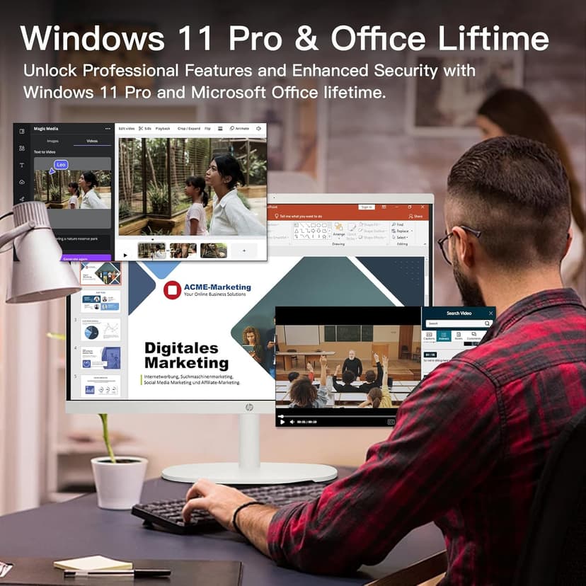 HP 21.5-inch All-in-One Desktop PC - w/Office 2024 Lifetime, Free CD/DVD Drive - FHD Display, Intel Celeron Processor, Wi-Fi 6, HDMI, HD Webcam, Windows 11 Pro(32GB RAM, 1TB SSD)