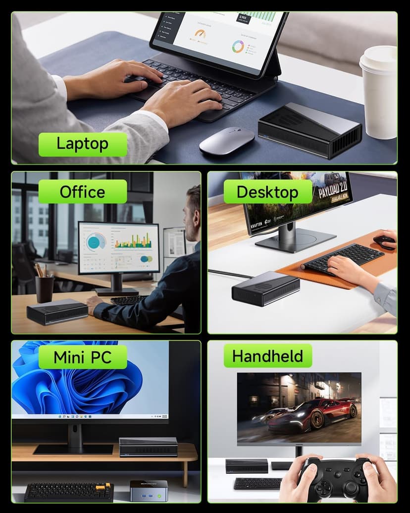 GMKtec AD-GP1 External GPU Docking Station, eGPU Enclosure with AMD Radeon 7600M XT GPU Graphics Card, HDMI2.1, DisplayPort2.0, Oculink, USB4, eGPU Dock for Mini PC Laptop Notebook Game Console