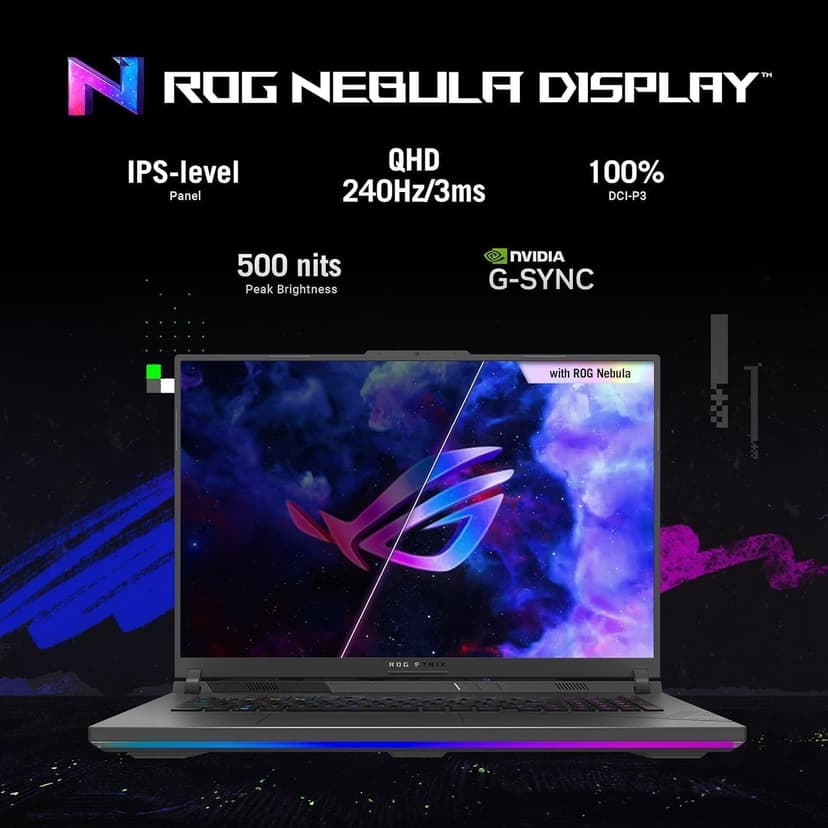 ASUS ROG Strix G18 Gaming Laptop, with Office 2024 Lifetime License, i9-14900HX(24-core), GeForce RTX 4060, 18" 240Hz WQXGA Display, 64GB DDR5, 4TB SSD, RGB Backlit KB, Windows 11 Pro,w/Accessories