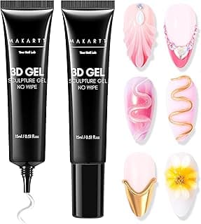Makartt 3D Nail Art Gel 2 Pcs 15g DIY No Wipe 3D Molding Gel for Nails Decoration, Manicure Sculpture Nails