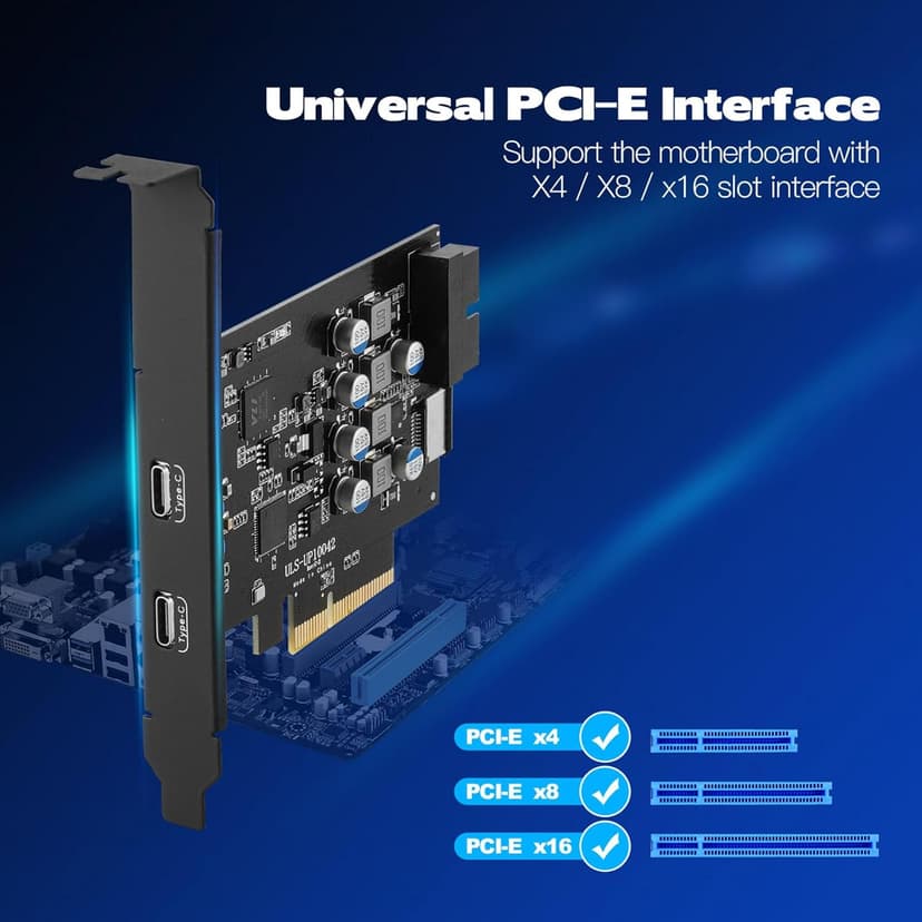 USB C PCIe Card SuperSpeed 10Gbps with 2 USB C and 2 Internal Port(Type-E,19 Pin USB 3.0 Header) PCI-E Expansion Cards PCI Express Front Panel Adapter for Desktop PC