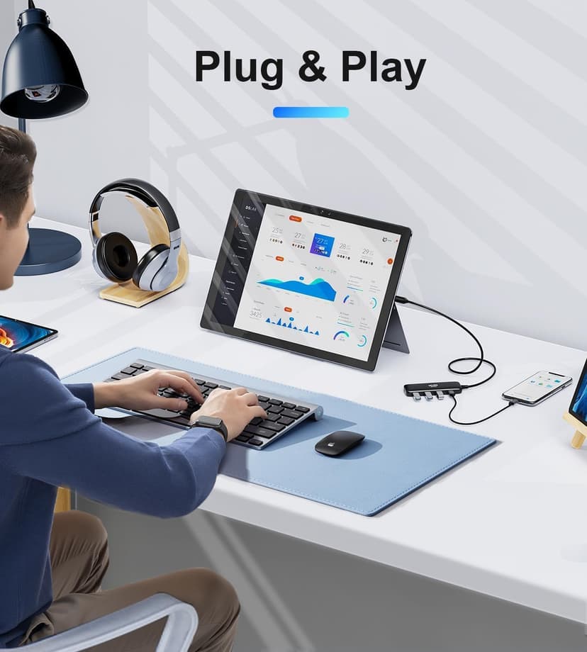 ICZI USB C Hub 3.2 10Gbps 4 Port Data Splitter for MacBook Pro/Air, iMac, Surface, Laptop, XPS, PC - Not Support Charging and Video Output