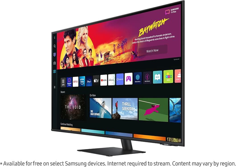 SAMSUNG 43" M70B Series 4K UHD USB-C Smart Monitor & Streaming TV, 4ms, 60Hz, HDR10, Wireless Display, Gaming and IoT Hubs, Alexa Built-in, 2022, LS43BM702UNXZA, Black