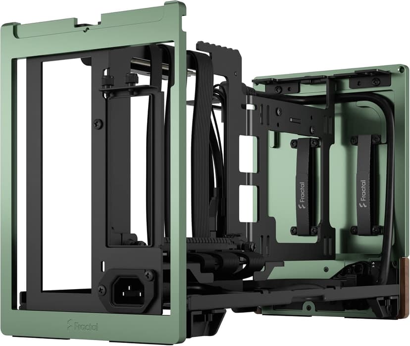 Fractal Design Terra Jade - Wood Walnut Front Panel - Small Form Factor - Mini ITX Gaming case – PCIe 4.0 Riser Cable – USB Type-C - Anodized Aluminum Panels