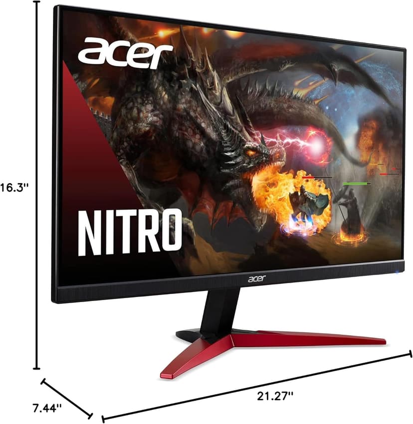 Acer Nitro KG241Y Sbiip 23.8” Full HD (1920 x 1080) VA Gaming Monitor | AMD FreeSync Premium Technology | 165Hz Refresh Rate | 1ms (VRB) | ZeroFrame Design | 1 x Display Port 1.2 & 2 x HDMI 2.0,Black