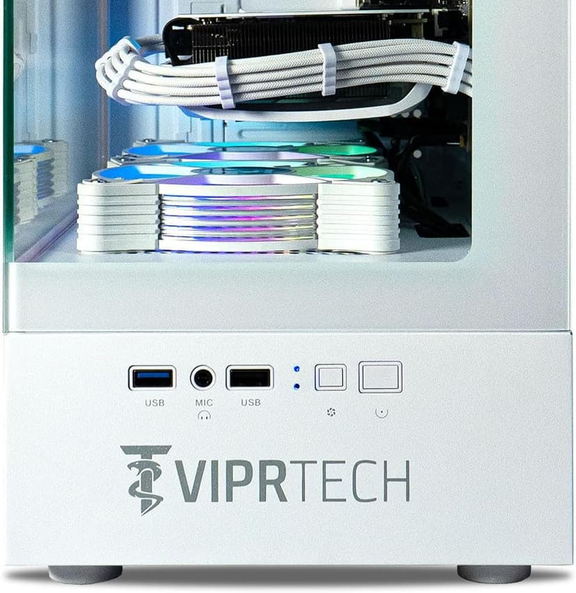 ViprTech Stryker 4.0 Liquid-Cooled PC - AMD Ryzen 7 (4.4GHz Turbo), RTX 4060 8GB, 32GB DDR4 3200, 1TB NVMe SSD, 700W PSU, WiFi BT, Win 11 Pro, RGB, Gaming Desktop Computer Prebuilt, White
