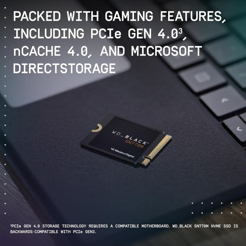 WD_BLACK 1TB SN770M M.2 2230 NVMe SSD for Handheld Gaming Devices, Speeds up to 5,150MB/s, TLC 3D NAND, Great for Steam Deck and Microsoft Surface - WDBDNH0010BBK-WRSN