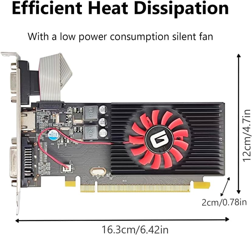 Radeon HD 5450 1GB DDR3 Low Profile Graphics Card, PCI Express 2.0 x16, HDMI/VGA/DVI, Entry Level GPU for PC, SFF and HTPC