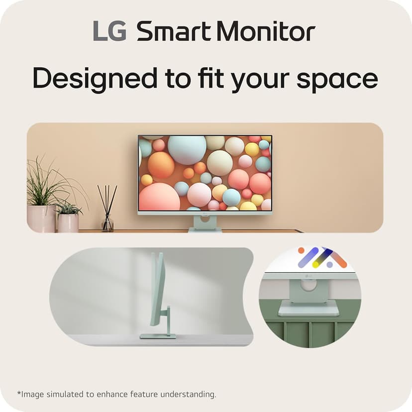 LG 27SR50F-G Smart Monitor 27-Inch FHD (1920x1080) IPS Display, webOS 23, HDR 10, x2 Built-in Speakers, AirPlay 2, Screen Share, Bluetooth, ThinQ App, Remote Control, Green