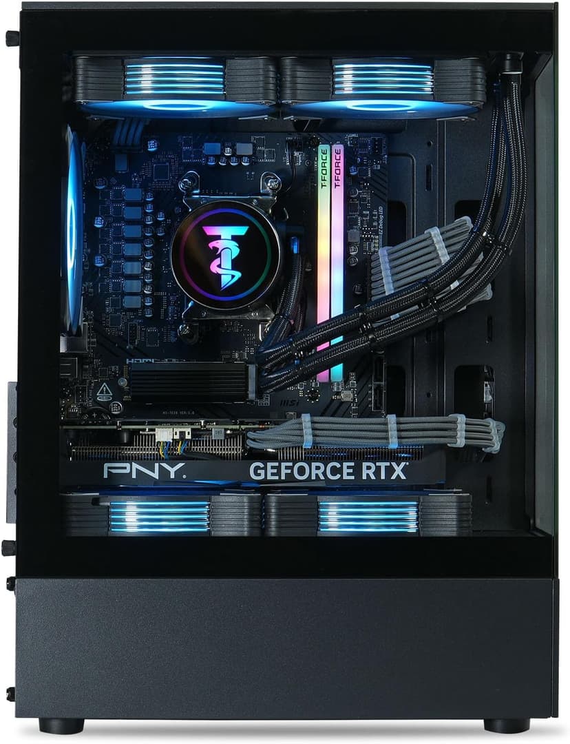ViprTech Reaper 1.0 Liquid-Cooled PC - AMD Ryzen 7 8700F (5.0Ghz Turbo), RTX 5060 8GB, 16GB DDR5 6400, 1TB NVMe SSD, Gold PSU, VR-Ready, WiFi, BT, Win 11, Gaming Desktop Computer Prebuilt, Black