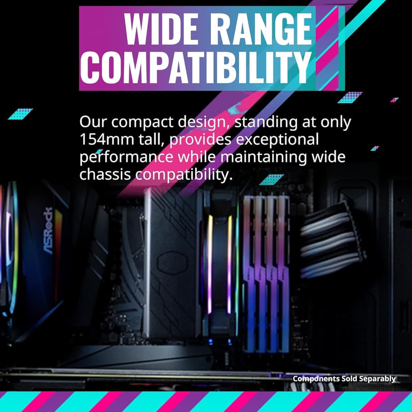 Cooler Master Hyper 212 Halo Black CPU Air Cooler, 120 Halo² PWM Fan, Dual Loop ARGB, Aluminum Top Cover, 4 Copper Heat Pipes, 154mm Tall, AMD Ryzen AM5|AM4, Intel LGA 1851|1700|1200 Brackets