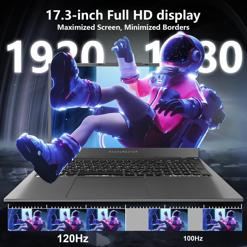 Machenike 17.3’’ Laptop, Intel Processor, 16GB DDR5 RAM, 512GB SSD, Backlit Keyboard, Large-Screen with 120Hz Refresh Rate, Perfect for Work, School, and Streaming, Windows 11 Home, Modern Grey