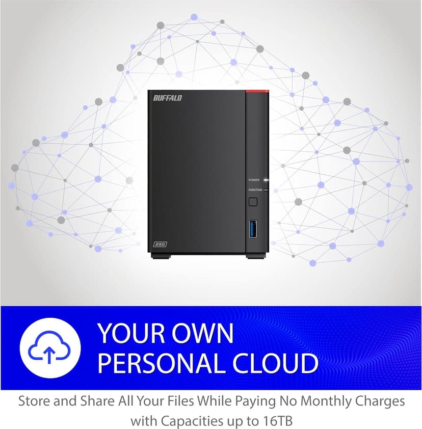BUFFALO LinkStation 720 16TB 2-Bay Home Office Private Cloud Data Storage with Hard Drives Included/Computer Network Attached Storage/NAS Storage/Network Storage/Media Server/File Server
