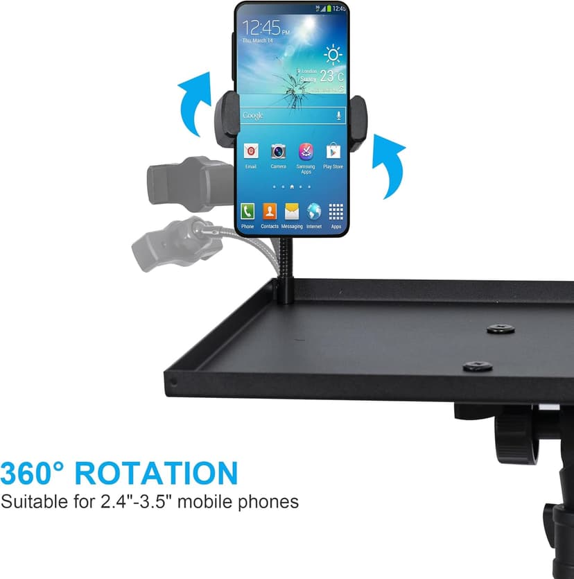 Projector Stand Tripod from 23" to 46", Laptop Tripod Stand Height Adjustable with Gooseneck Phone Holder, Laptop Floor Stand for Office, Home, Stage, Studio, DJ Racks Holder Mount