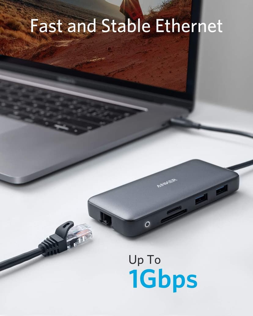 Anker Laptop Docking Station Dual Monitor, 8-in-1 USB C Hub, 4K Dual Monitor with 2 HDMI, 1 Gbps Ethernet Hub, 85W Power Delivery, SD Card Reader for MacBook Pro, XPS and More