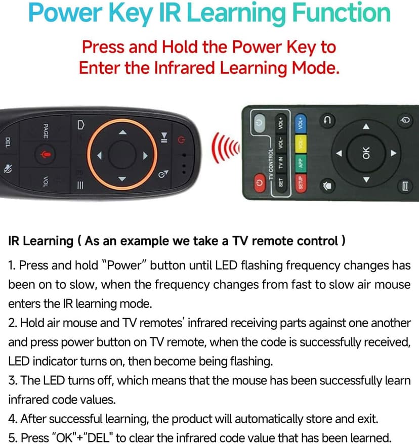 EASYTONE Air Mouse Remote Control, 2.4 GHz Wireless Voice Remote Control with IR Learning, Wireless Connection via USB Receiver Air Mouse for PC Android TV Box Laptop Projector Windows Android Mac OS